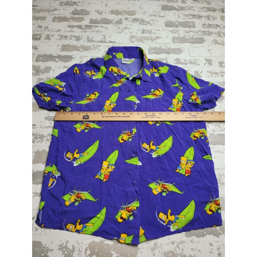 The Simpson's Bart‎ Milhouse Surfing Button Down Short Sleeve Shirt Youth XXL
